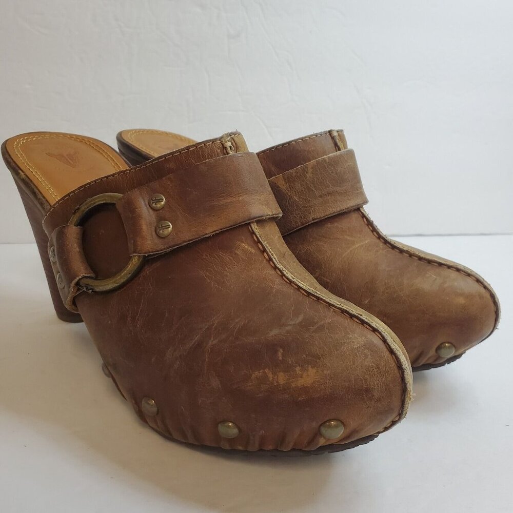 Brown Leather Women's Clogs